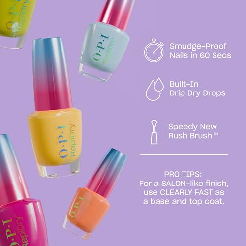 OPI RapiDry Quick Dry Nail Polish Colors | Fast Drying, Shine Boosting Top Coat & Clear Protective Base | Vegan, Smudge