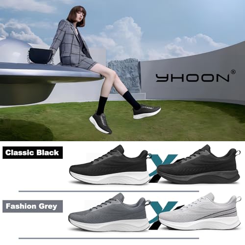 YHOON Comfortable Walking Shoes for Women | Running and Gym Workout | Slip-On Tennis Shoes | Lightweight and Breathable