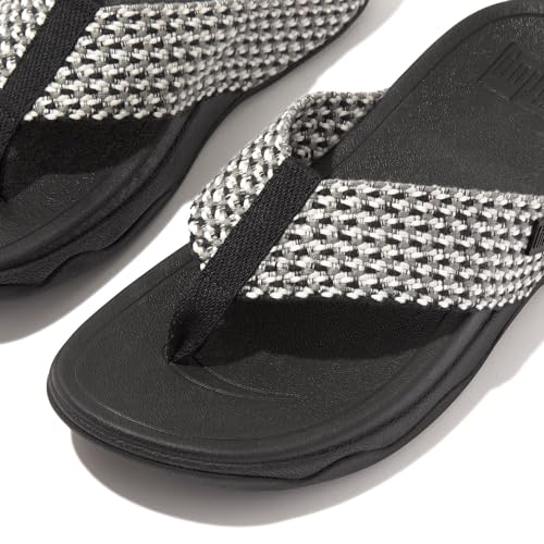 FitFlop Women's Surfa Multi-Tone Webbing Toe-Post Sandals for Summer Wedge Heel Beach Party